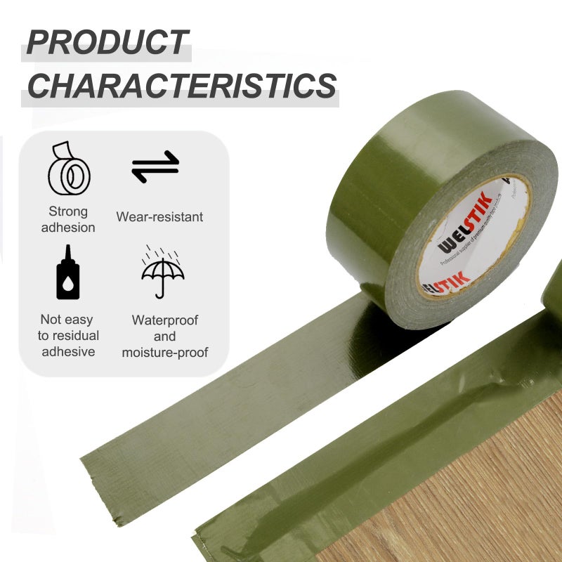 WELSTIK Professional Grade Army Green Tape Duct Tape, Waterproof Duct Cloth Fabric,Duct Tape for Photographers,Repairs, DIY, Crafts, Indoor Outdoor Use,2 Inch X 45 Yards, Olive Green - Image 5